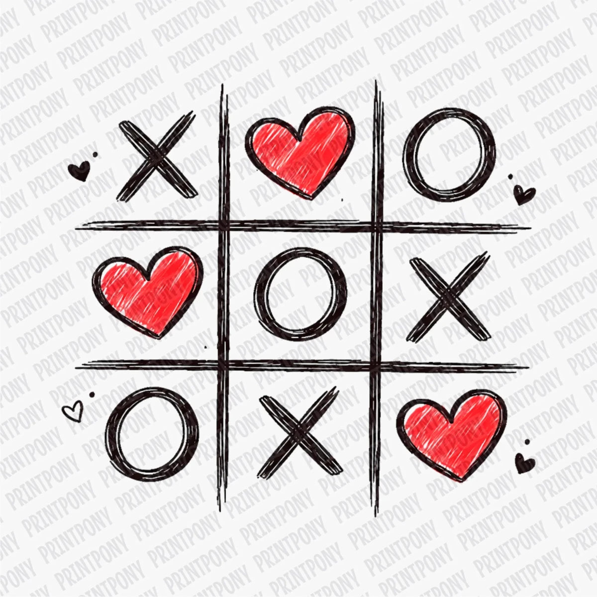 Valentine Tic Tac Toe | Valentine's Day DTF Transfer - PrintPony