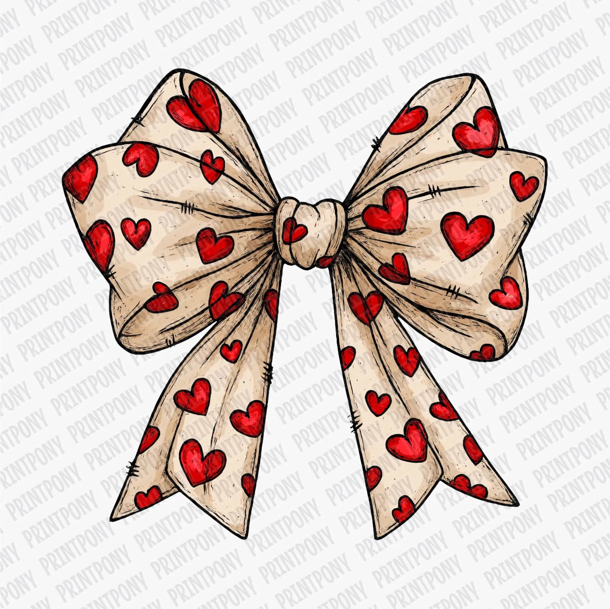 Valentine's Coquette Ribbon with Hearts | Valentine's Day DTF Transfer - PrintPony
