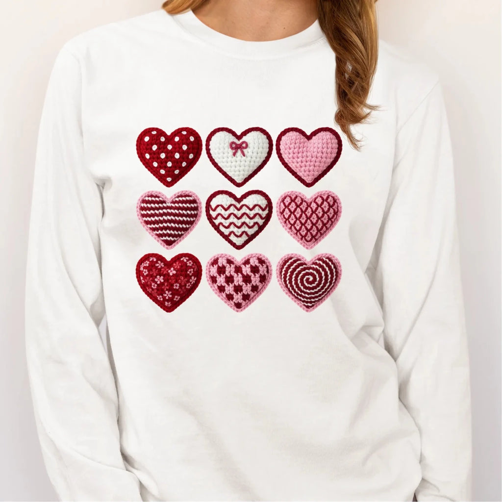 Valentine's Crochet Hearts DTF Transfer - PrintPony