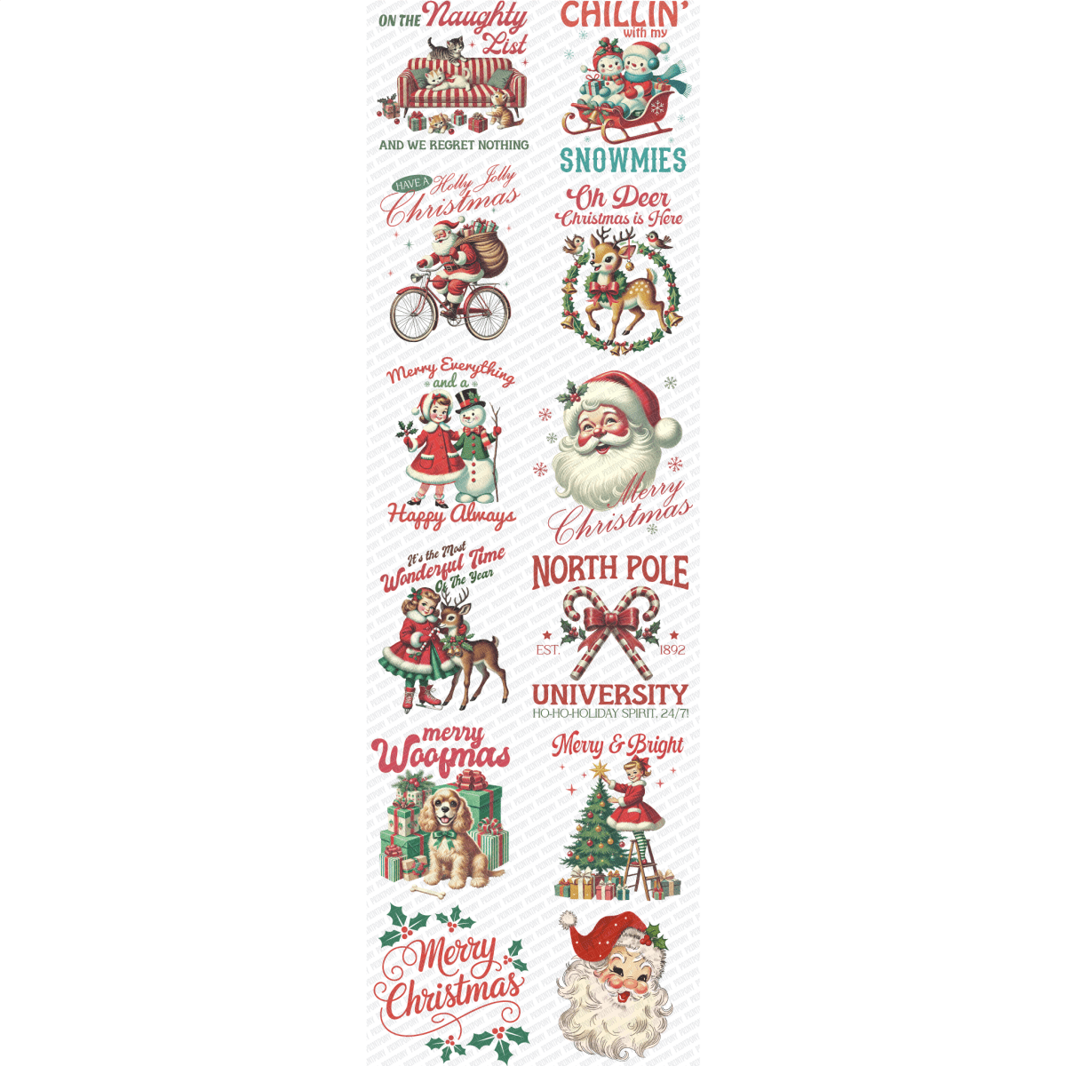 Vintage Christmas Premade DTF Gang Sheet (22.5" x 72") - PrintPony