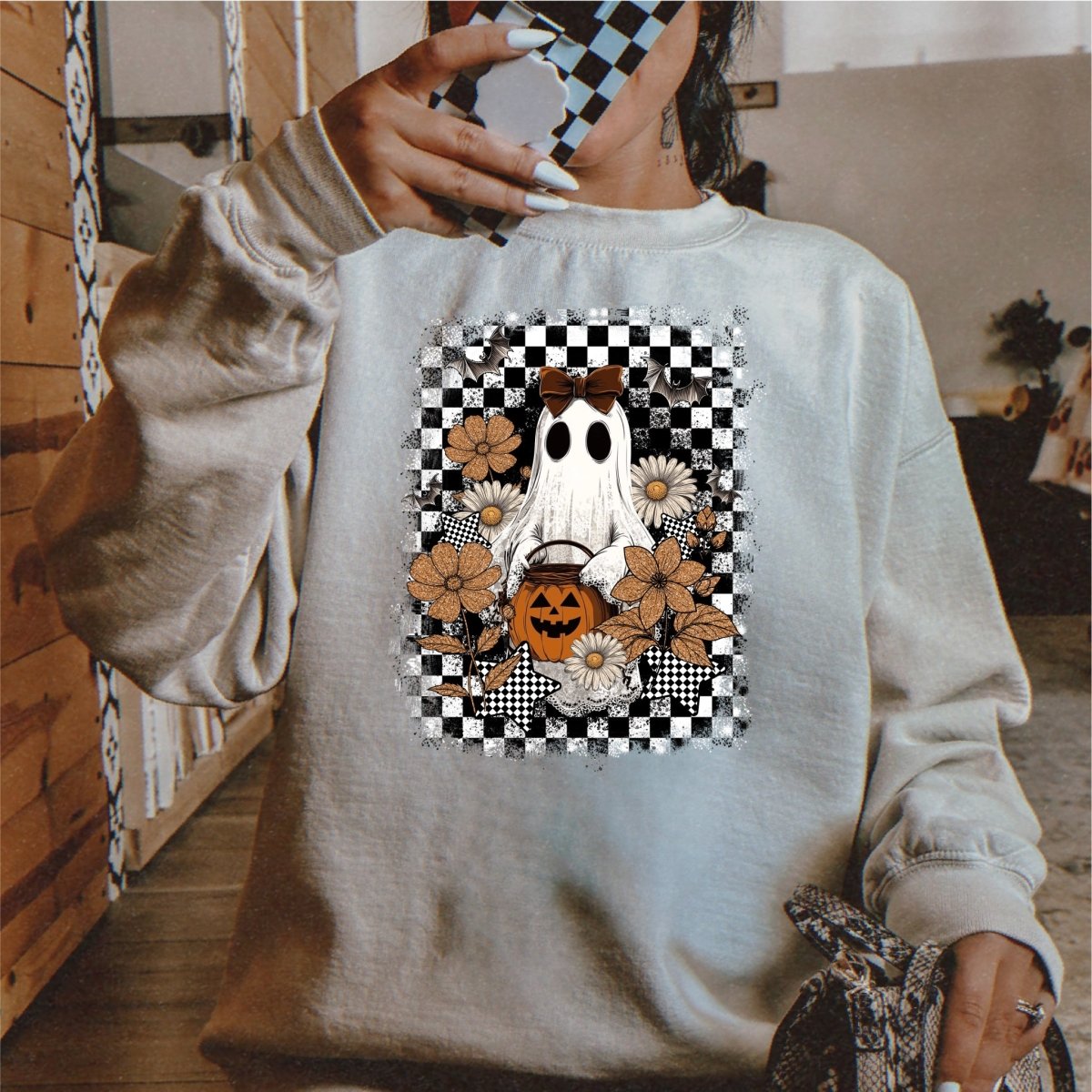 Vintage Ghost with Flowers DTF Transfer - PrintPony™