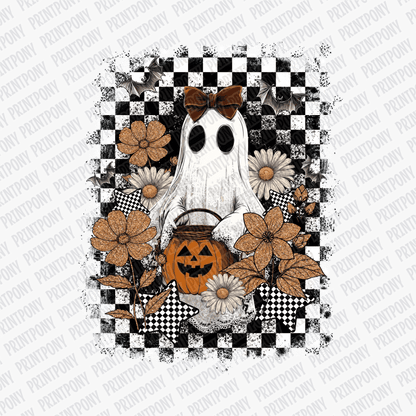 Vintage Ghost with Flowers DTF Transfer - PrintPony™