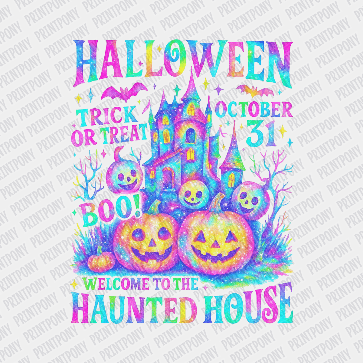 Welcome to the Haunted House Iridescent Halloween DTF Transfer - PrintPony