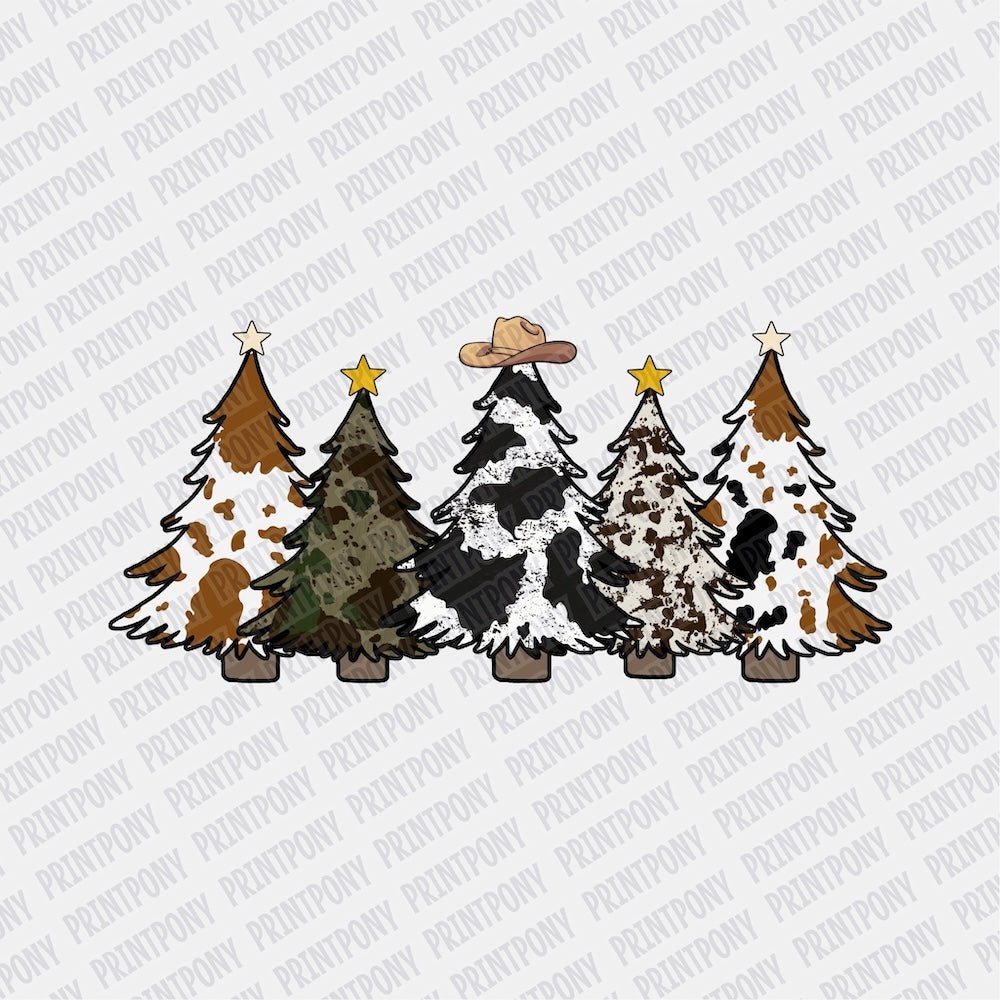 Western Christmas Patterned Trees - Print Pony‚Ñ¢
