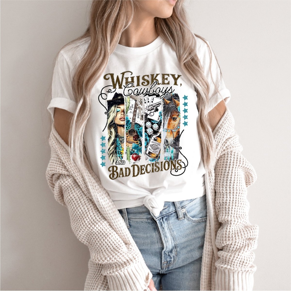 Whiskey, Cowboys, and Bad Decisions DTF Transfer - PrintPony