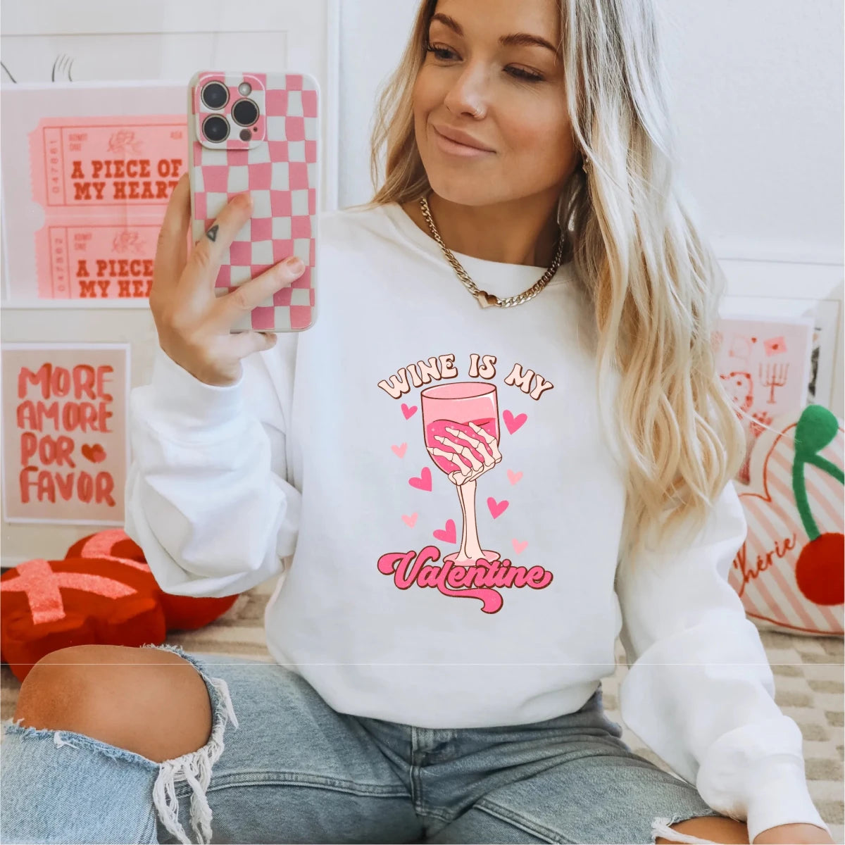 Wine Is My Valentine DTF Transfer - PrintPony