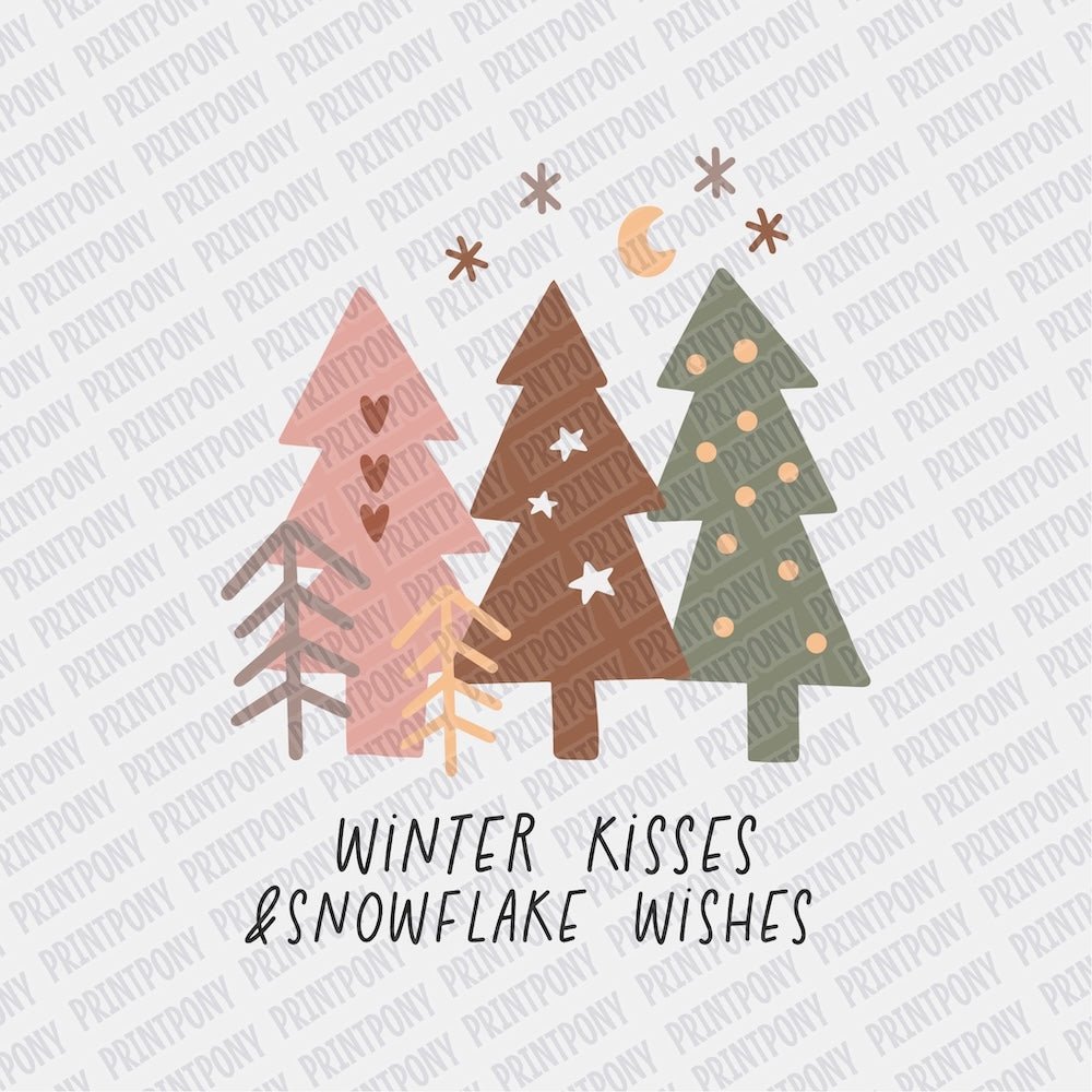 Winter Kisses & Snowflake Wishes Boho DTF transfer - PrintPony