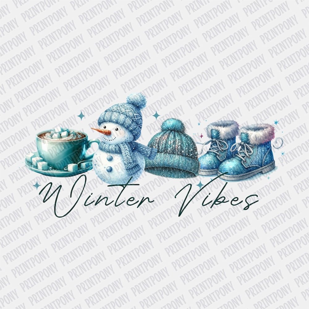 Winter Vibes Snowman DTF transfer - Print Pony‚Äö√ë¬¢