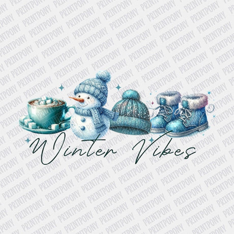 Winter Vibes Snowman DTF transfer - Print Pony‚Ñ¢