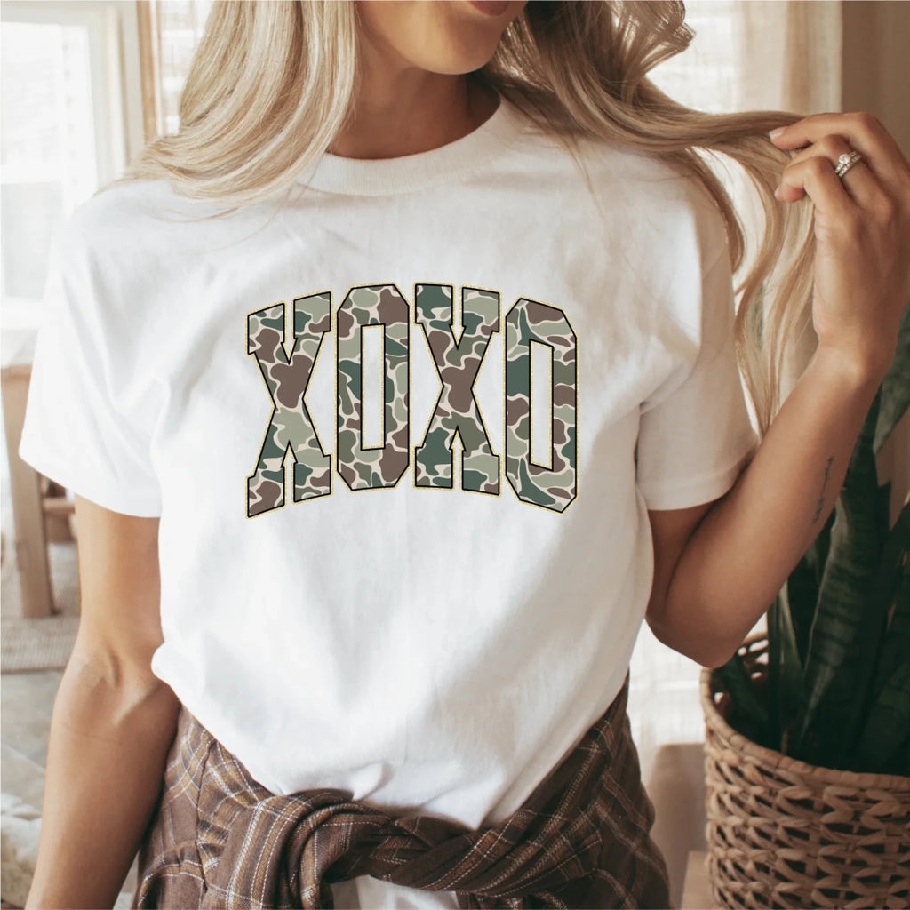 XOXO Green Camo | Valentine's Day DTF Transfer - PrintPony