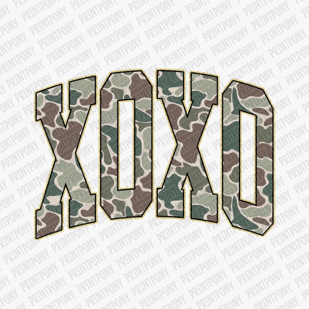 XOXO Green Camo | Valentine's Day DTF Transfer - PrintPony