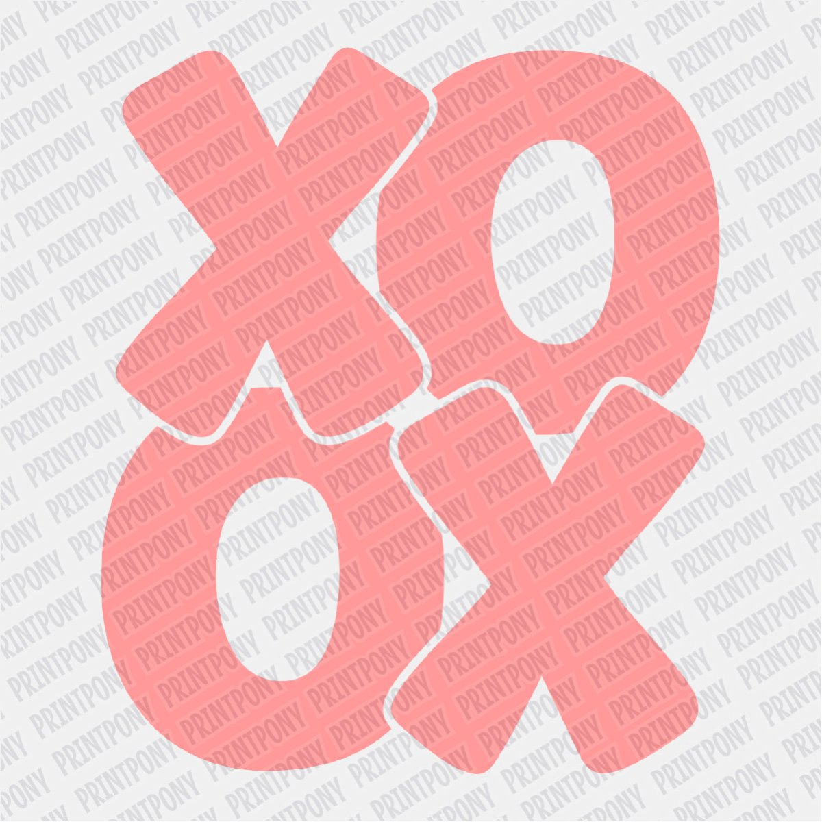 XOXO Peach Colored Valentine's Day DTF Transfer - PrintPony