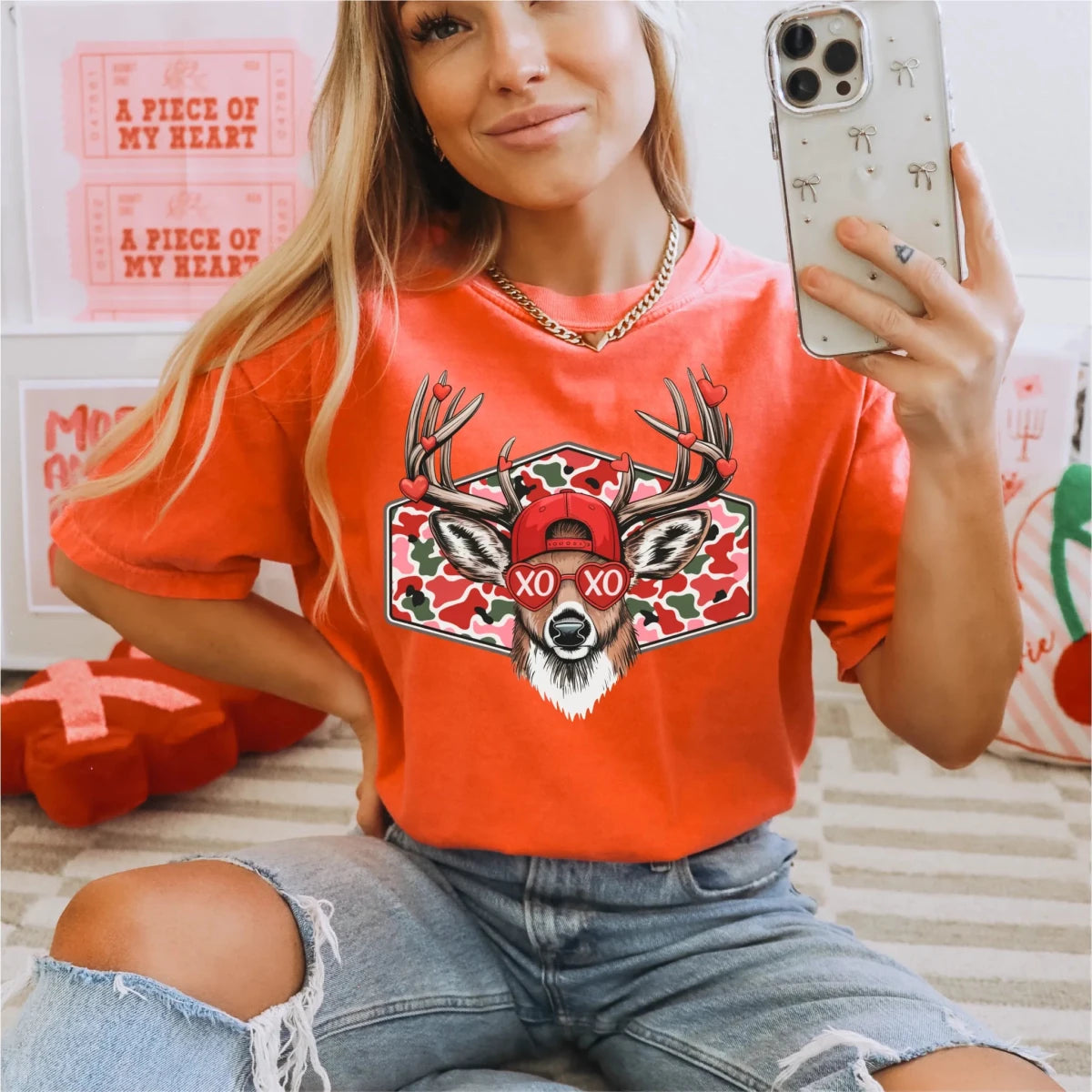 XOXO Red Camo Buck | Valentine's Day DTF Transfer - PrintPony