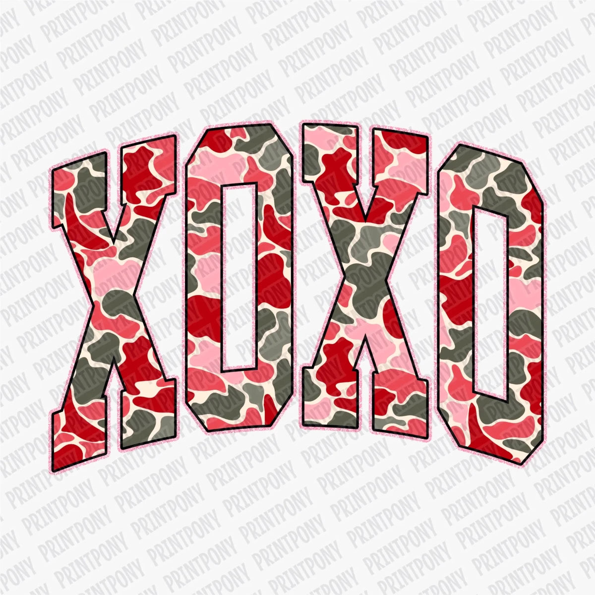 XOXO Red Camo | Valentine's Day DTF Transfer - PrintPony