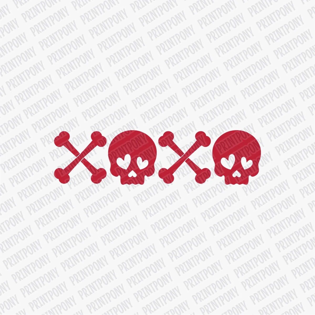 XOXO Red Skulls | Valentine's Day DTF Transfer - PrintPony