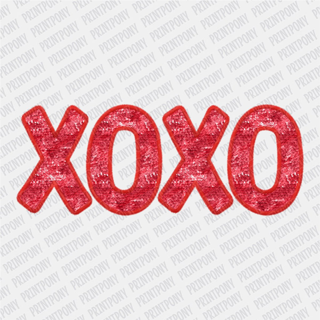 XOXO Red Valentines Faux Embroidery DTF Transfer - PrintPony