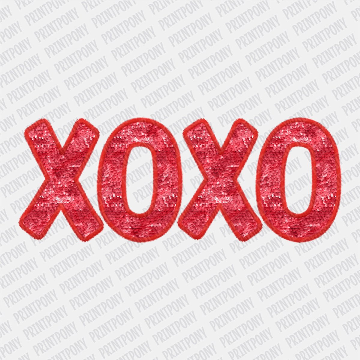 XOXO Red Valentines Faux Embroidery DTF Transfer - PrintPony