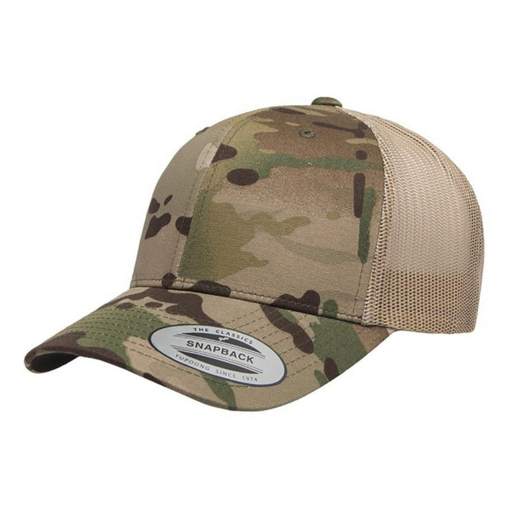 YP Classics 6606 Multicam Green & Khaki Camo Retro Trucker Hat - Print Pony™