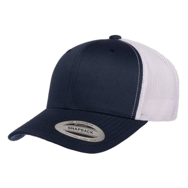 YP Classics 6606 Navy & White Retro Trucker Hat - Print Pony™