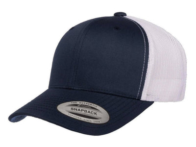 YP Classics 6606 Navy & White Retro Trucker Hat - Print Pony™