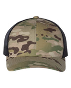 YP Classics 6606 Retro Multicam Green & Black Camo Trucker Hat - PrintPony