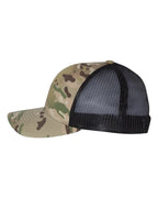 YP Classics 6606 Retro Multicam Green & Black Camo Trucker Hat - PrintPony