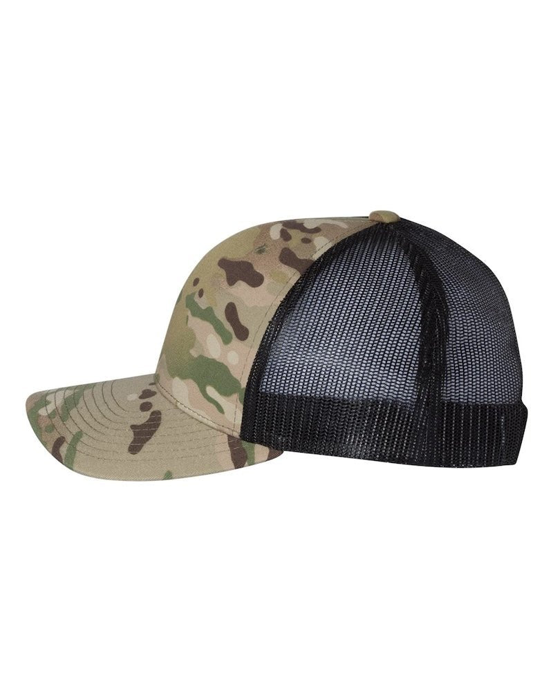 YP Classics 6606 Retro Multicam Green & Black Camo Trucker Hat - PrintPony