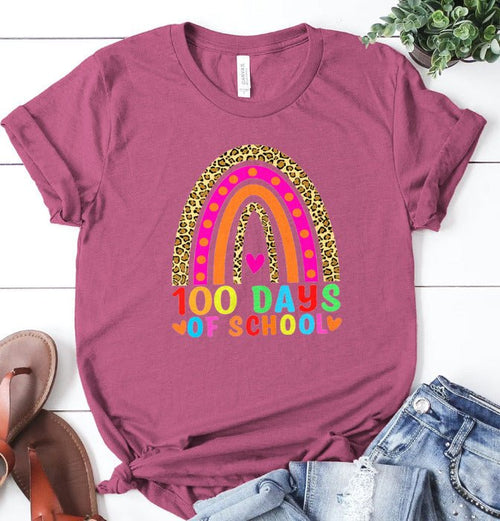 100 Days of School Leopard Rainbow - Ready to Press DTF Transfer - Print Pony