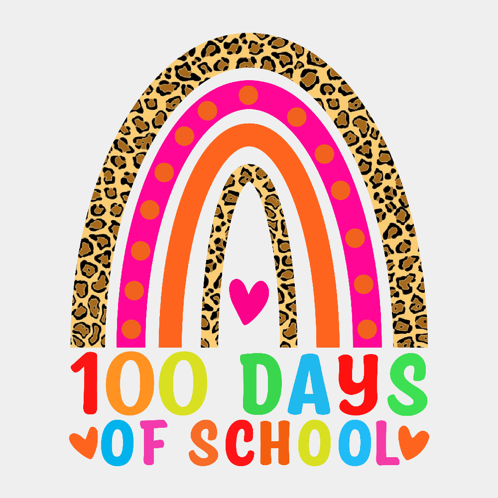 100 Days of School Leopard Rainbow - Ready to Press DTF Transfer - Print Pony™