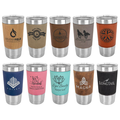 Custom Engraved 20 oz. Leatherette Tumblers - Print Pony™