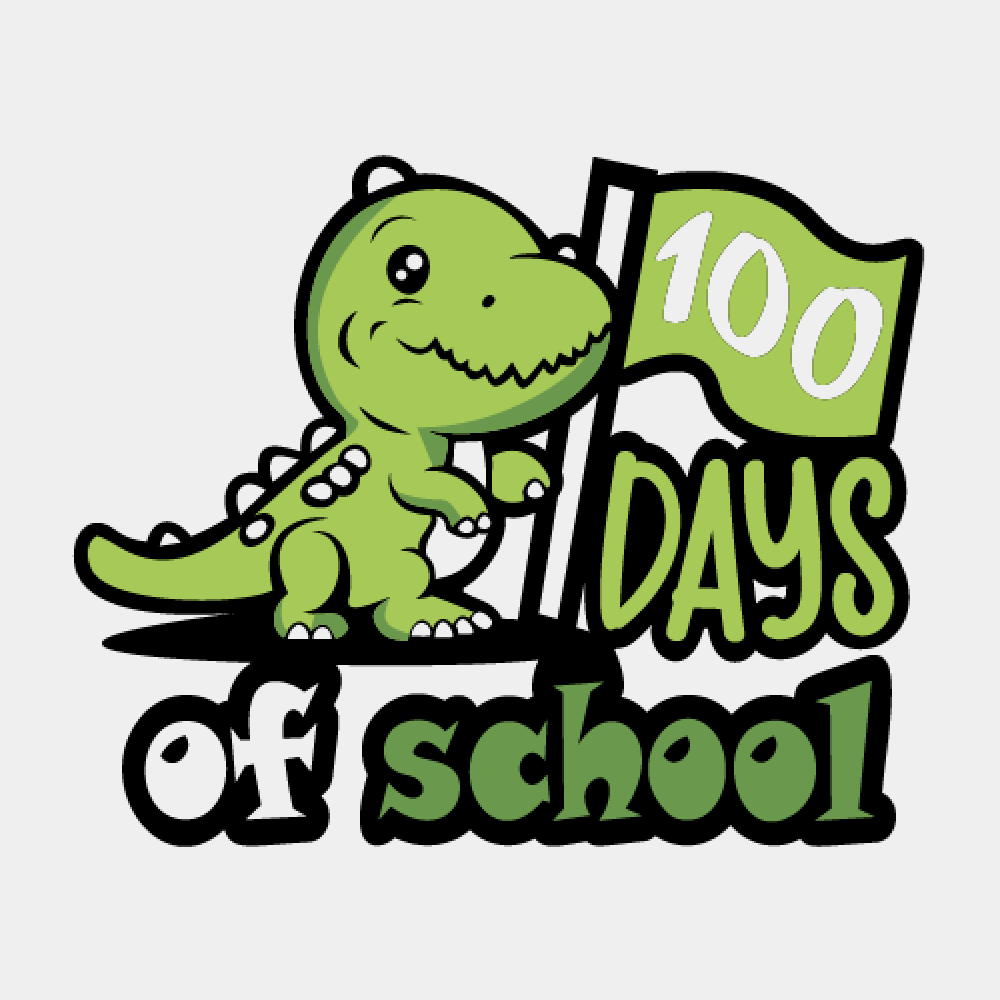 Dinosaur 100 Days of School - Ready to Press DTF Transfer - Print Pony™