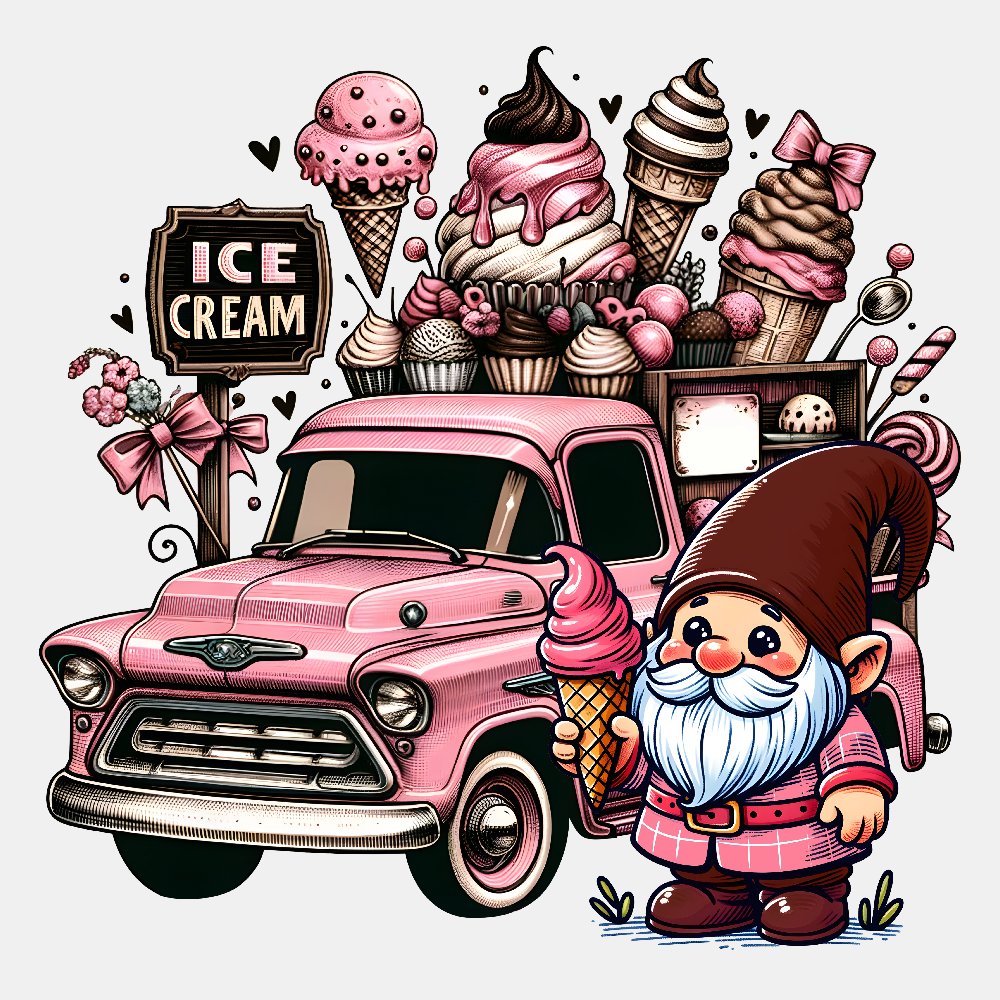 Ice Cream Truck Gnome - Ready to Press DTF Transfer - Print Pony™