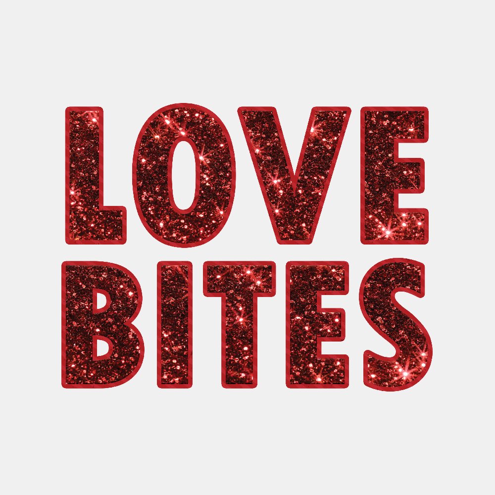 Love Bites Red Sparkly Faux Sequin Letters - Ready to Press DTF Transfer - Print Pony™