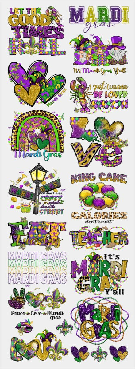 Mardi Gras Premade DTF Gang Sheet 22X72 - Print Pony™