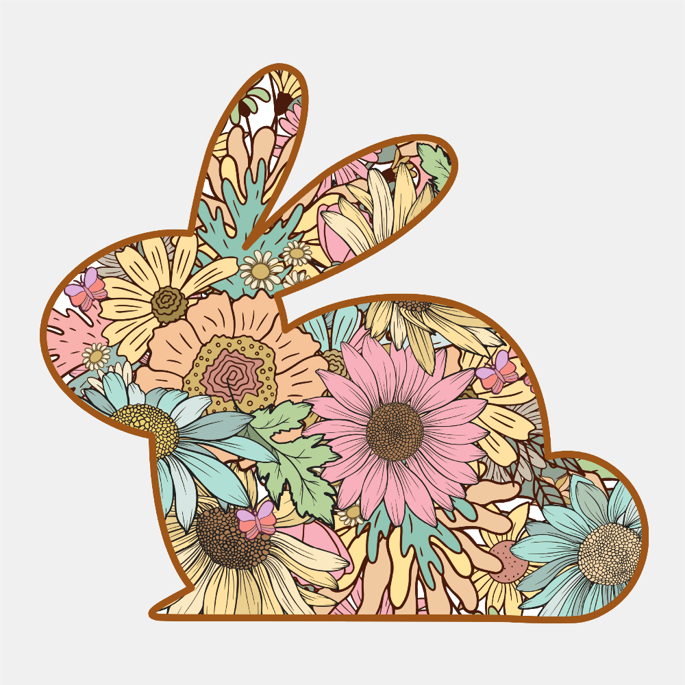 Pastel Floral Easter Bunny DTF Transfer - Print Pony‚Ñ¢