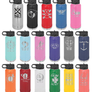 Personalized Custom Engraved Powder Coated Water Bottles 32 oz. - Print Pony™