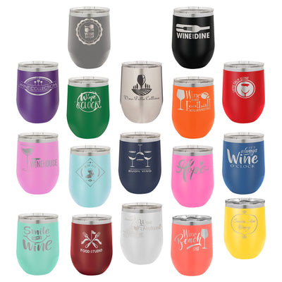 Personalized Custom Laser Engraved 12 oz. Wine Tumblers - Print Pony™