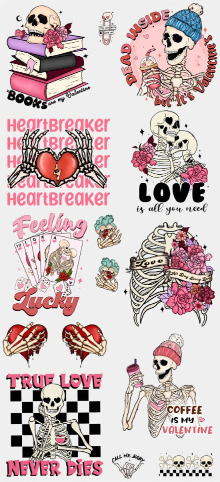 Skeleton Valentines Premade DTF Gang Sheet 22"x48" - Print Pony™