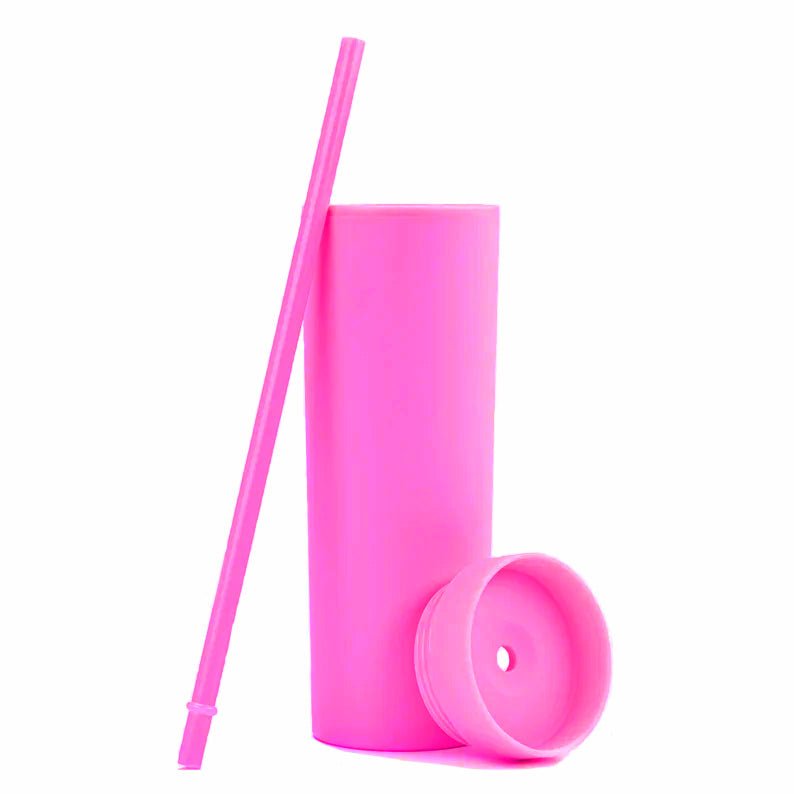 Skinny Acrylic Tumbler with Lid and Straw 16 oz. - PrintPony