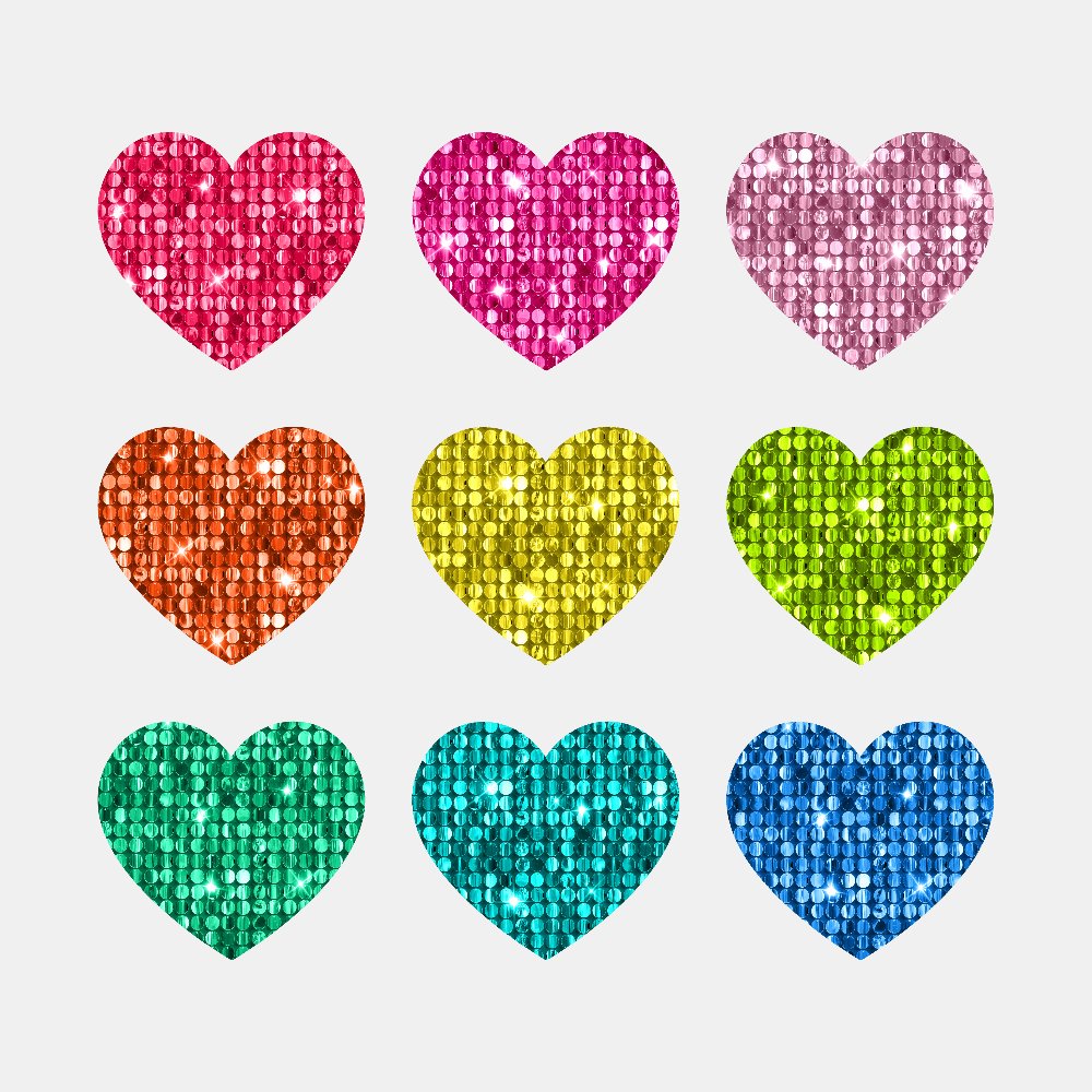 Valentines Sparkly Faux Sequin Hearts - Ready to Press DTF Transfer - Print Pony™