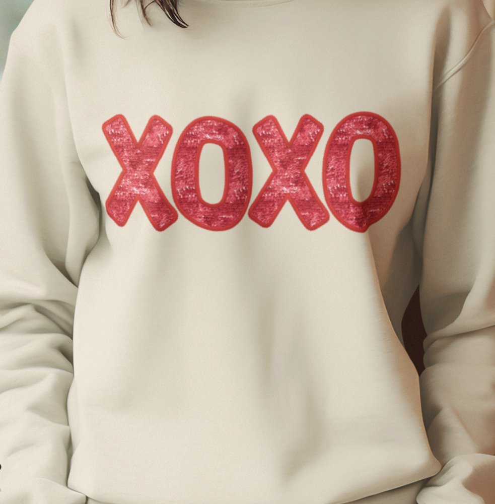XOXO Red Valentines Faux Embroidery - Ready to Press DTF Transfer - Print Pony