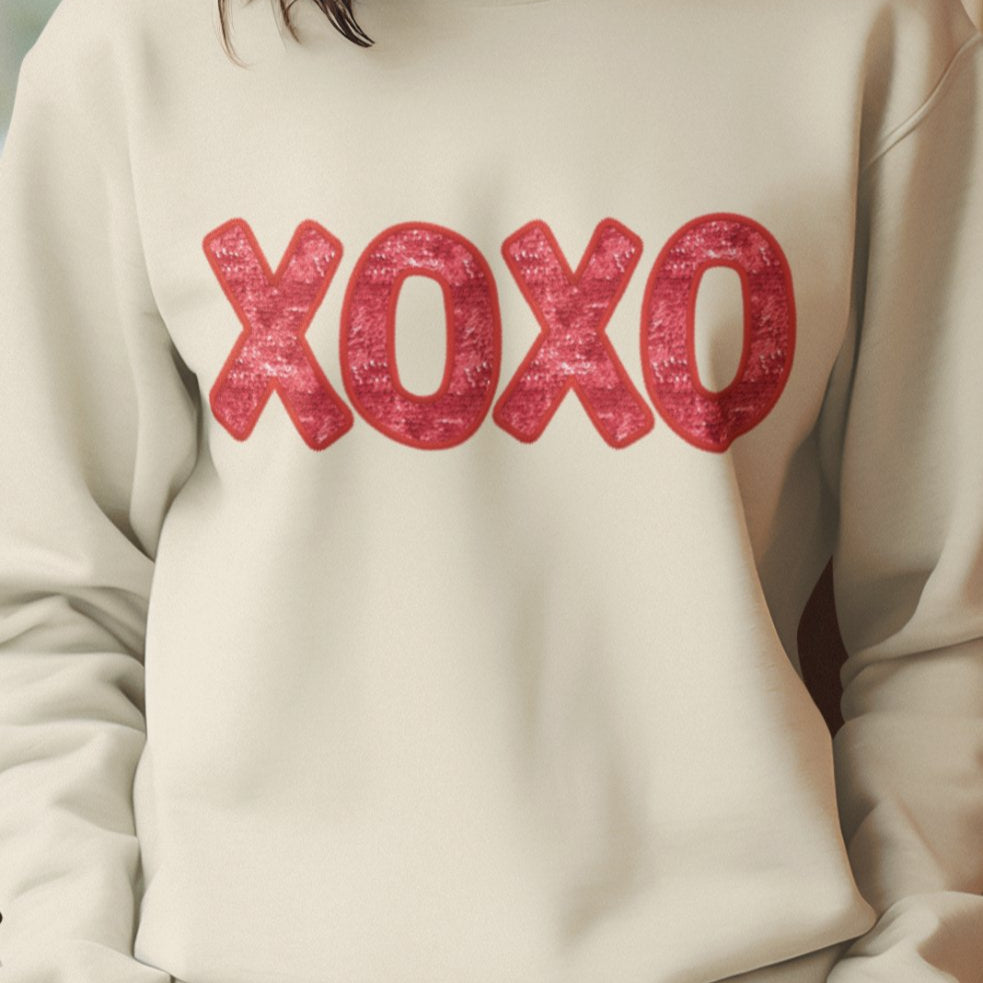 XOXO Red Valentines Faux Embroidery - Ready to Press DTF Transfer - Print Pony